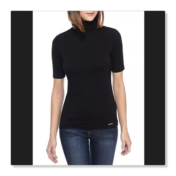 Michael Kors Mock-Neck Solid Jersey Top - size Medium in Black - Picture 1 of 12